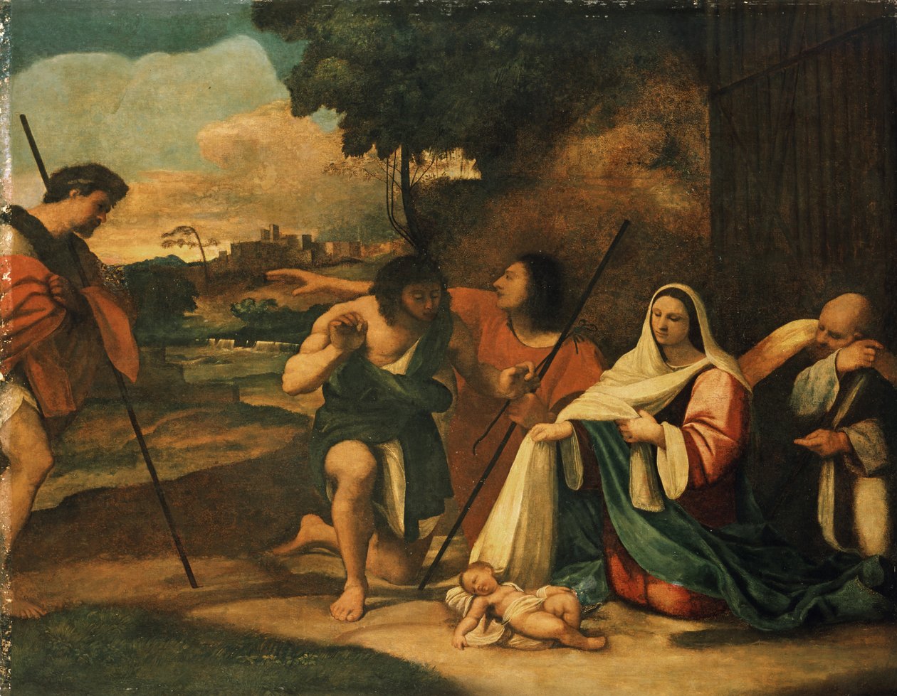 Tilbedelse av hyrdene, Pre-conservation, 1510 av Sebastiano del Piombo