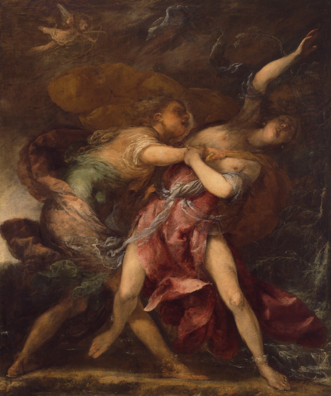 Apollo og Daphne (olje på lerret) av Sebastiano Mazzoni