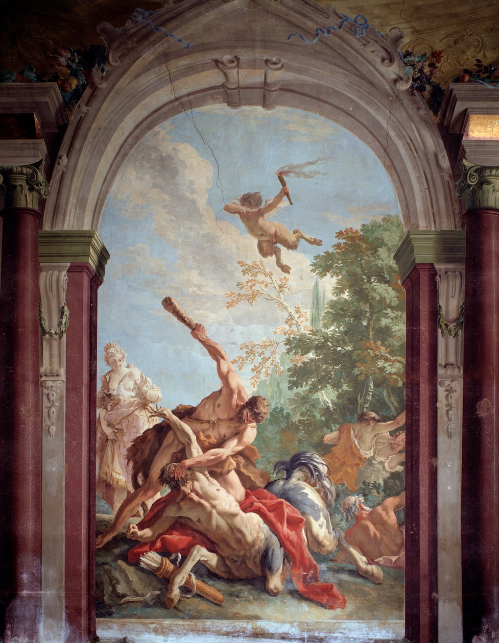 Herakles og kentauren Nessos - Fresco av Sebastiano Ricci