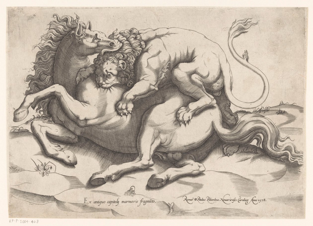 Hest angrepet av en løve av Sebastiano di Re