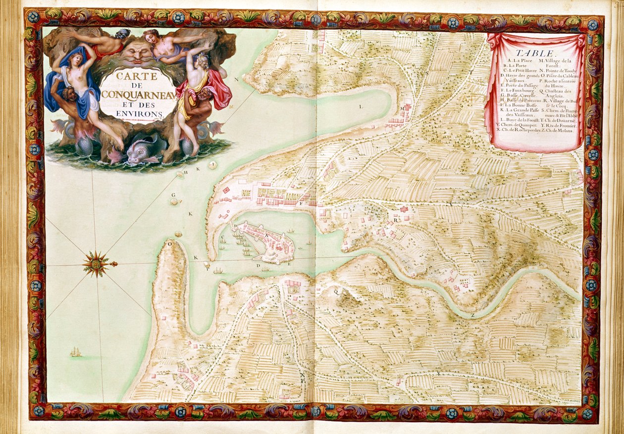 Ms 988 bind 3 fol.31 Kart over Concarneau, fra 'Atlas Louis XIV', 1683-88 av Sebastien Le Prestre de Vauban