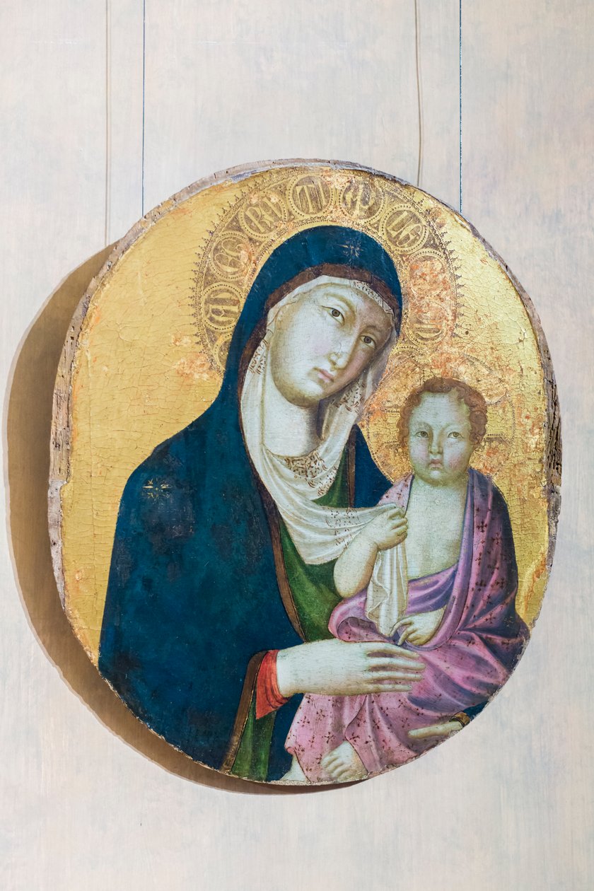 Madonna og barn (tempera på panel) av Segna di Bonaventura