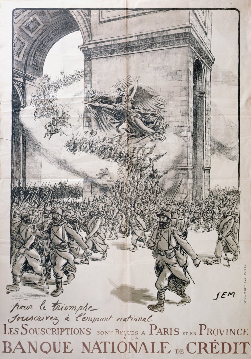 Plakat for det nasjonale lånet, Banque Nationale de Credit, 1. verdenskrig, 1914-18 av Sem 1863 1934 Sem 1863 1934