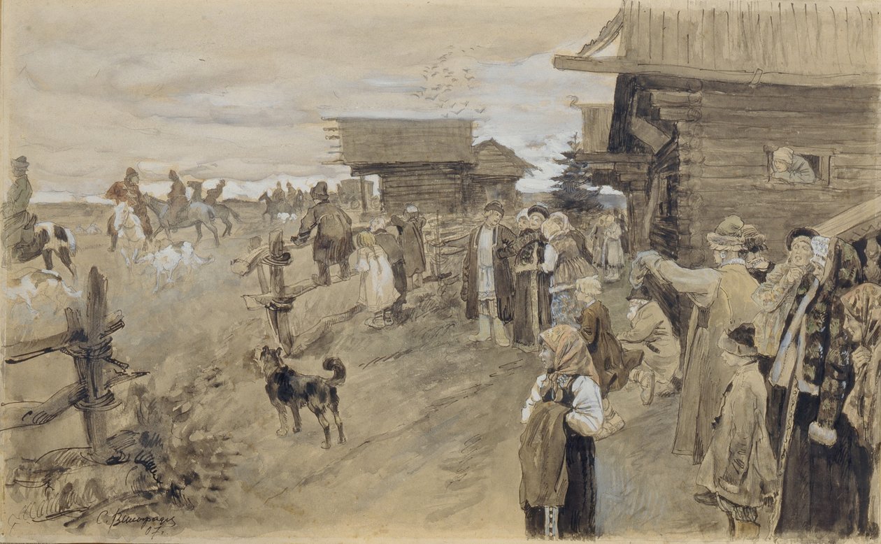 Jakt med Borzois, 1907 av Sergei Arsenevich Vinogradov