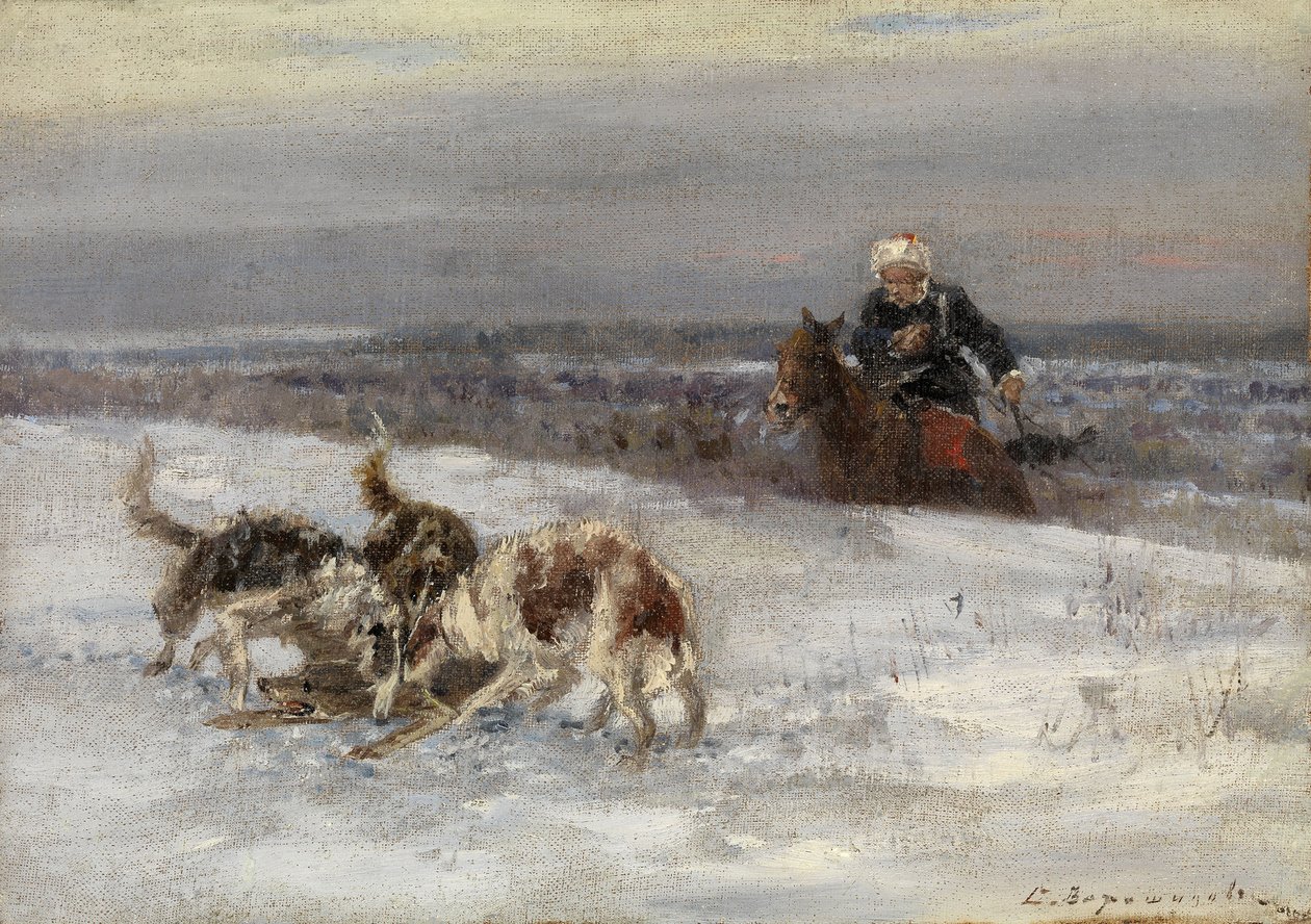 Jaktscene av Sergey Semyonovich Voroshilov