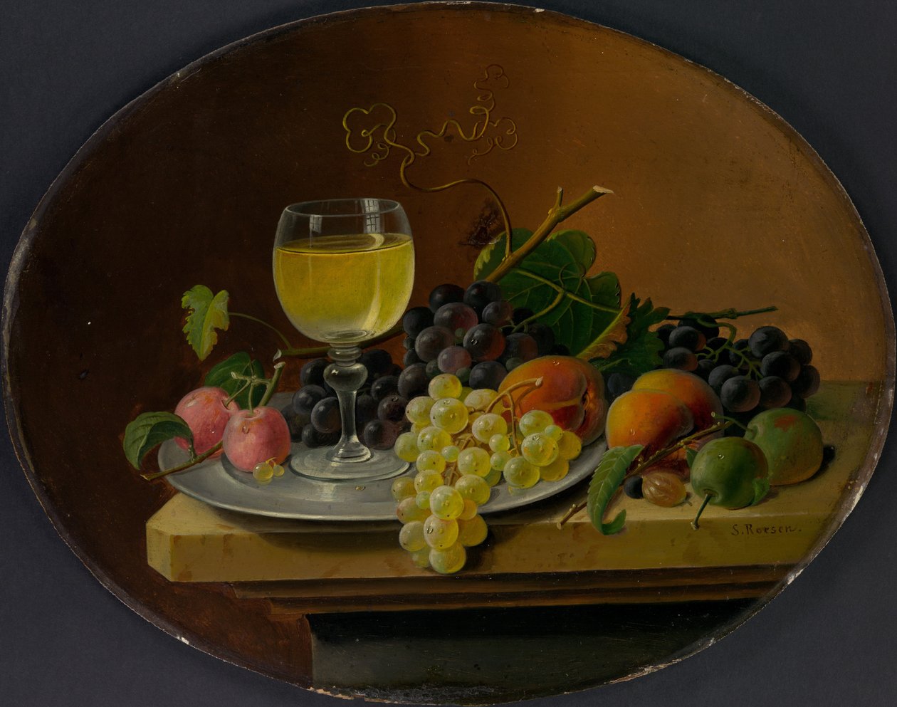 Stilleben frukt og vinglass, 1865-70. av Severin Roesen