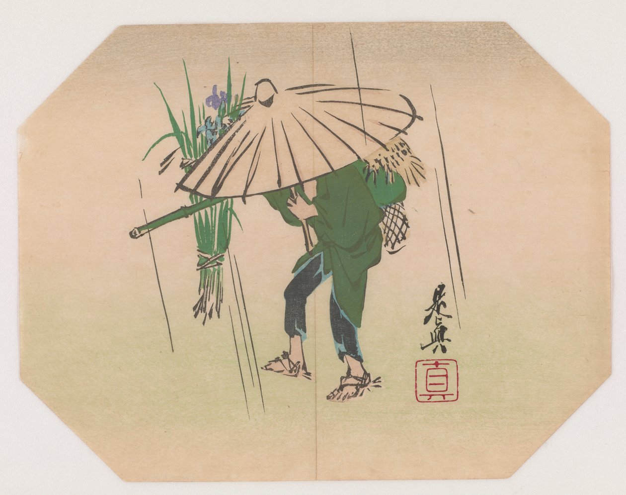 A Fan Print Design (farget treblokktrykk) av Shibata Zeshin