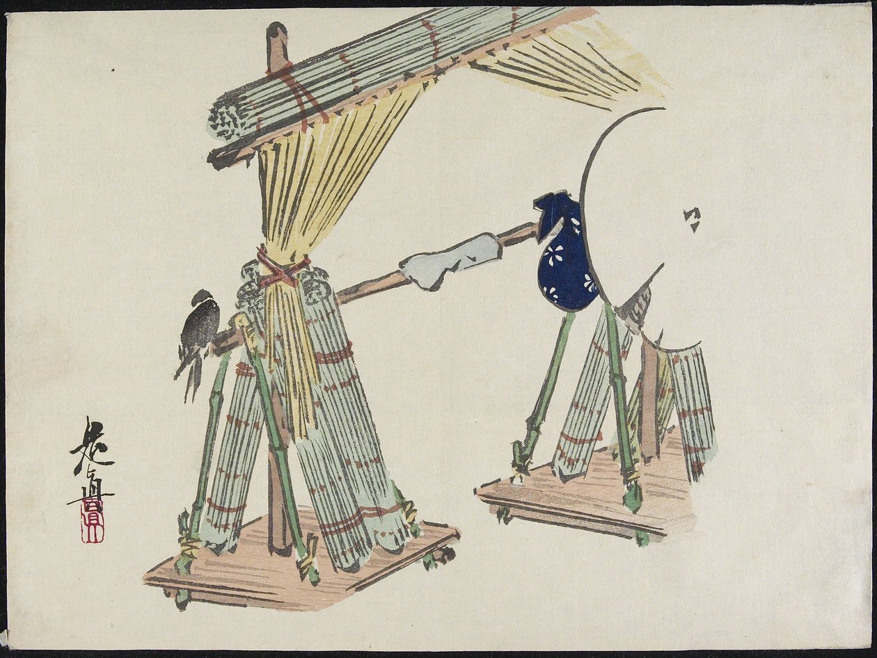 Bambus persienner salgsstativ av Shibata Zeshin