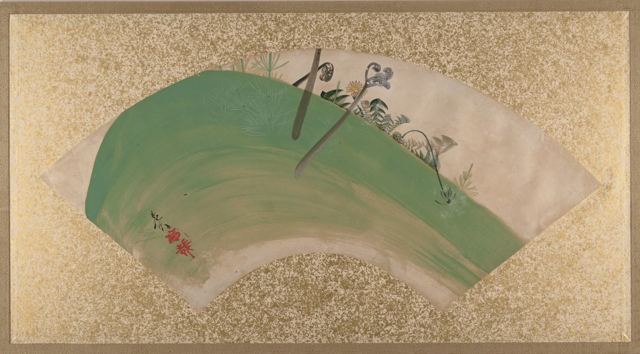 Blomster på gress, sent på 1800-tallet. av Shibata Zeshin