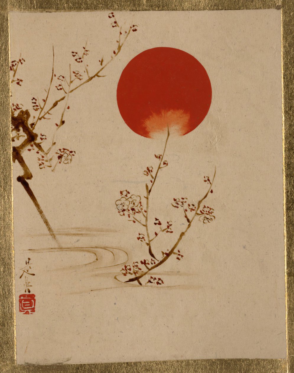 Sol- og plommegrener. av Shibata Zeshin