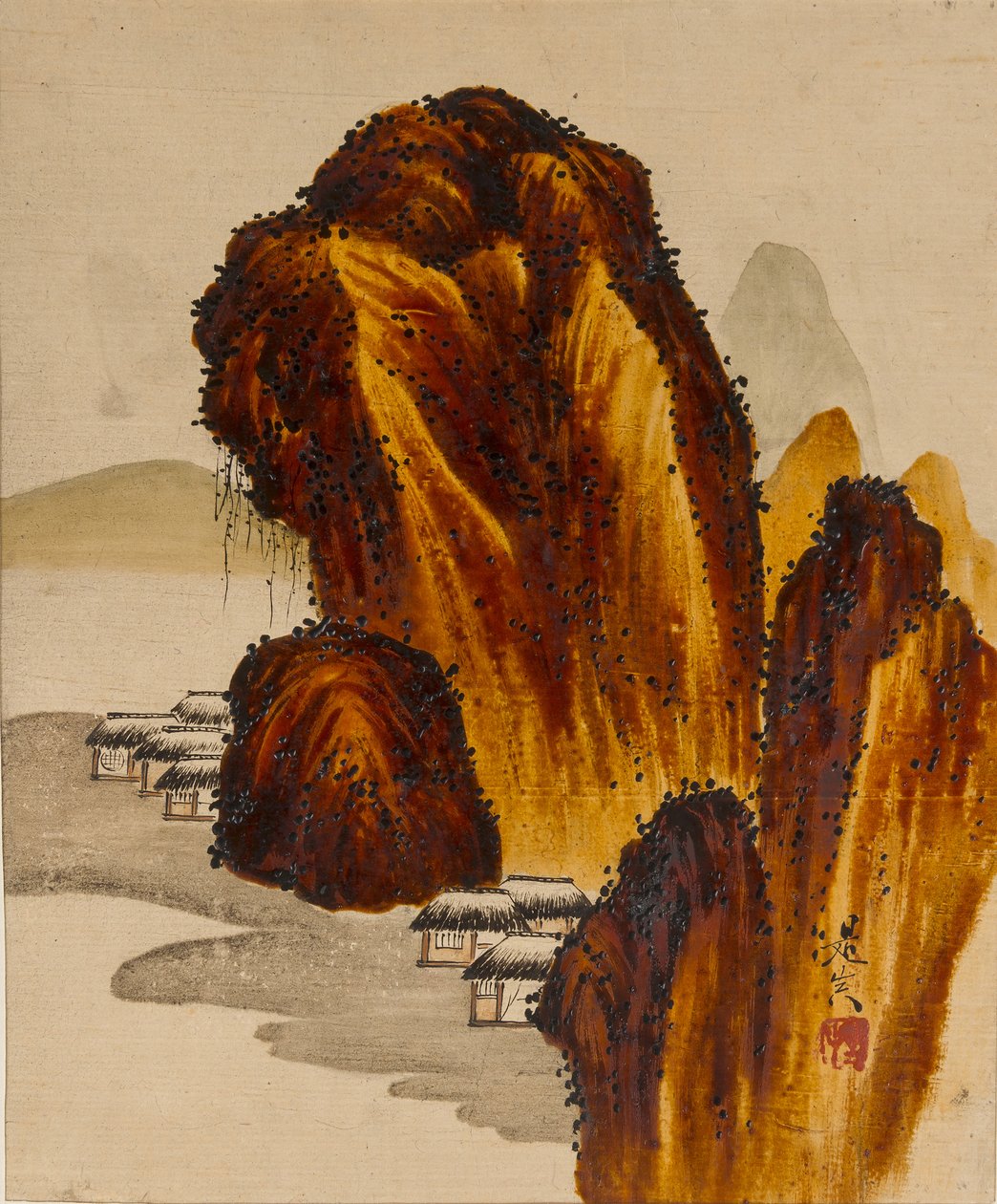 Village among Rocks, 1800-tallet. av Shibata Zeshin
