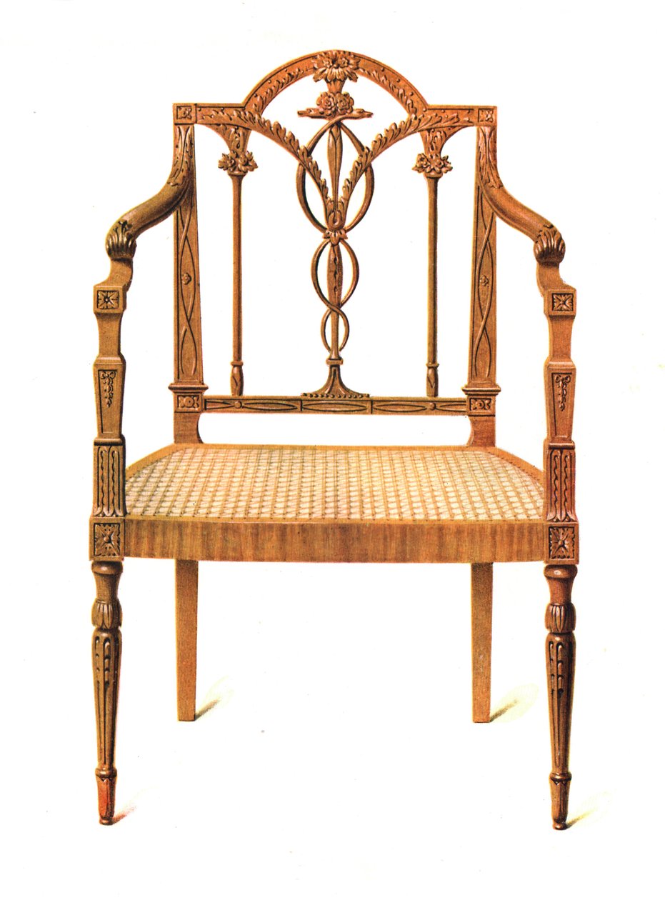 Satinwood stol, 1908 av Shirley Charles Llewellyn Slocombe