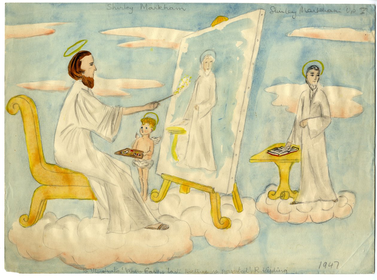 Engel maler et bilde, 1947. av Shirley Markham