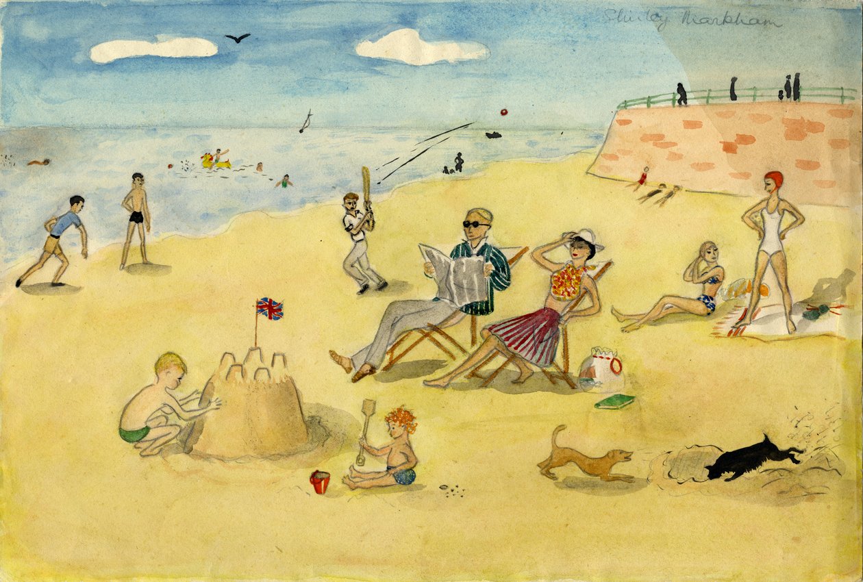 Strandscene, c1946. av Shirley Markham