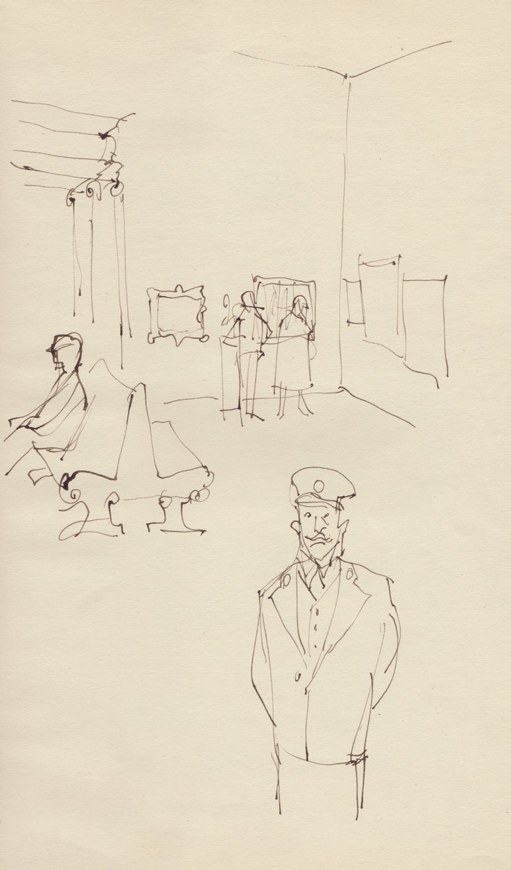 Vakt i et kunstgalleri, c1950. av Shirley Markham