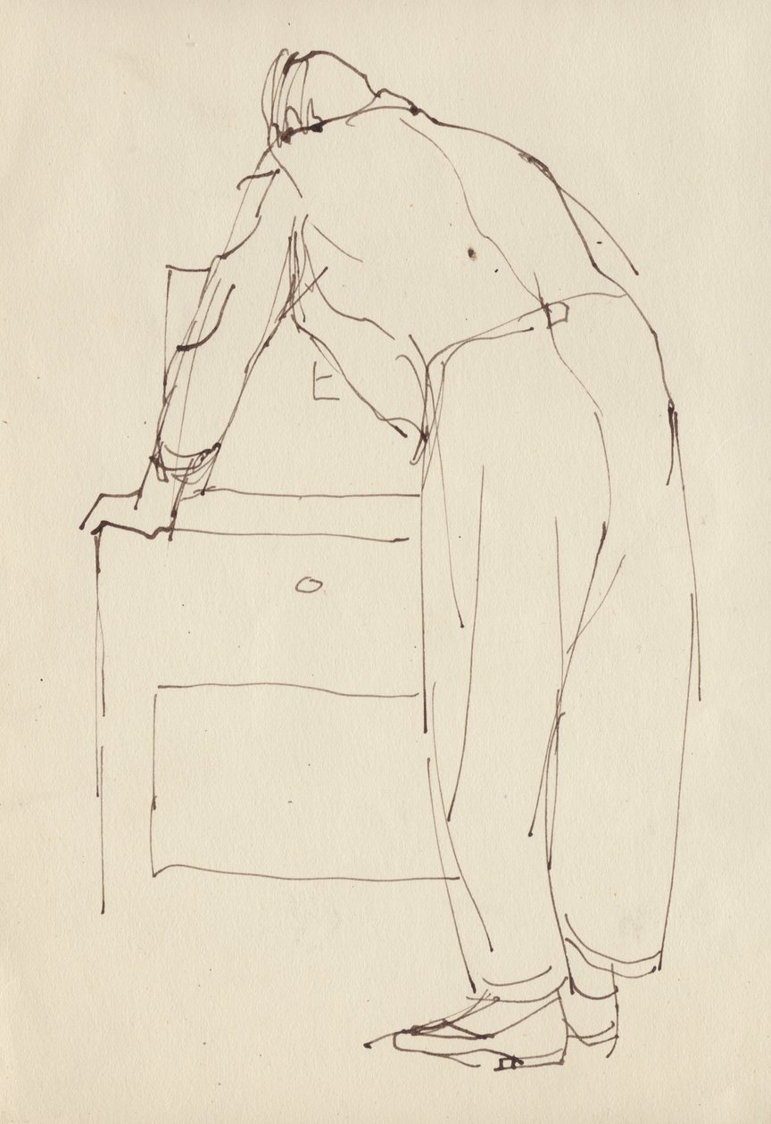 Mann som bøyer seg, ca 1950. av Shirley Markham
