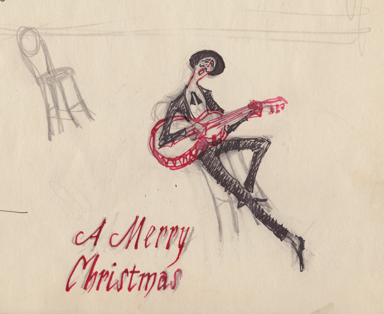 Mann med gitar, c1950. av Shirley Markham