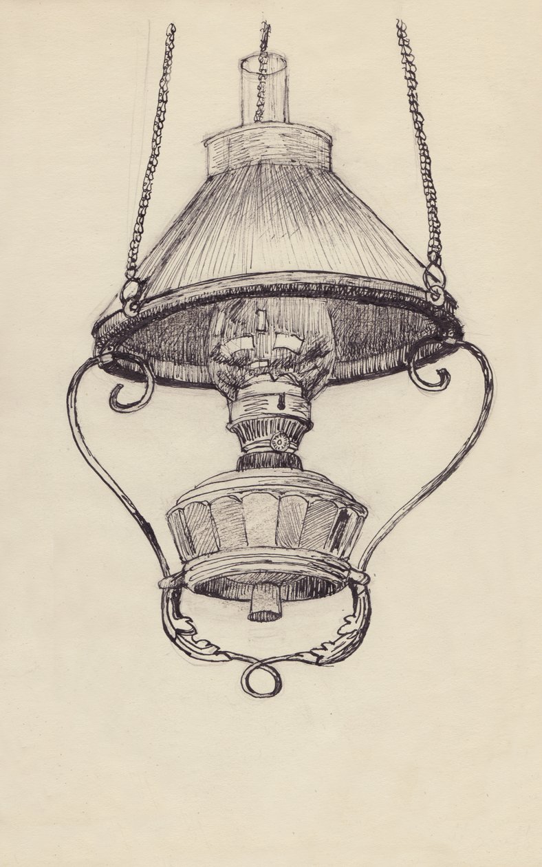 Parafinlampe, c1950. av Shirley Markham