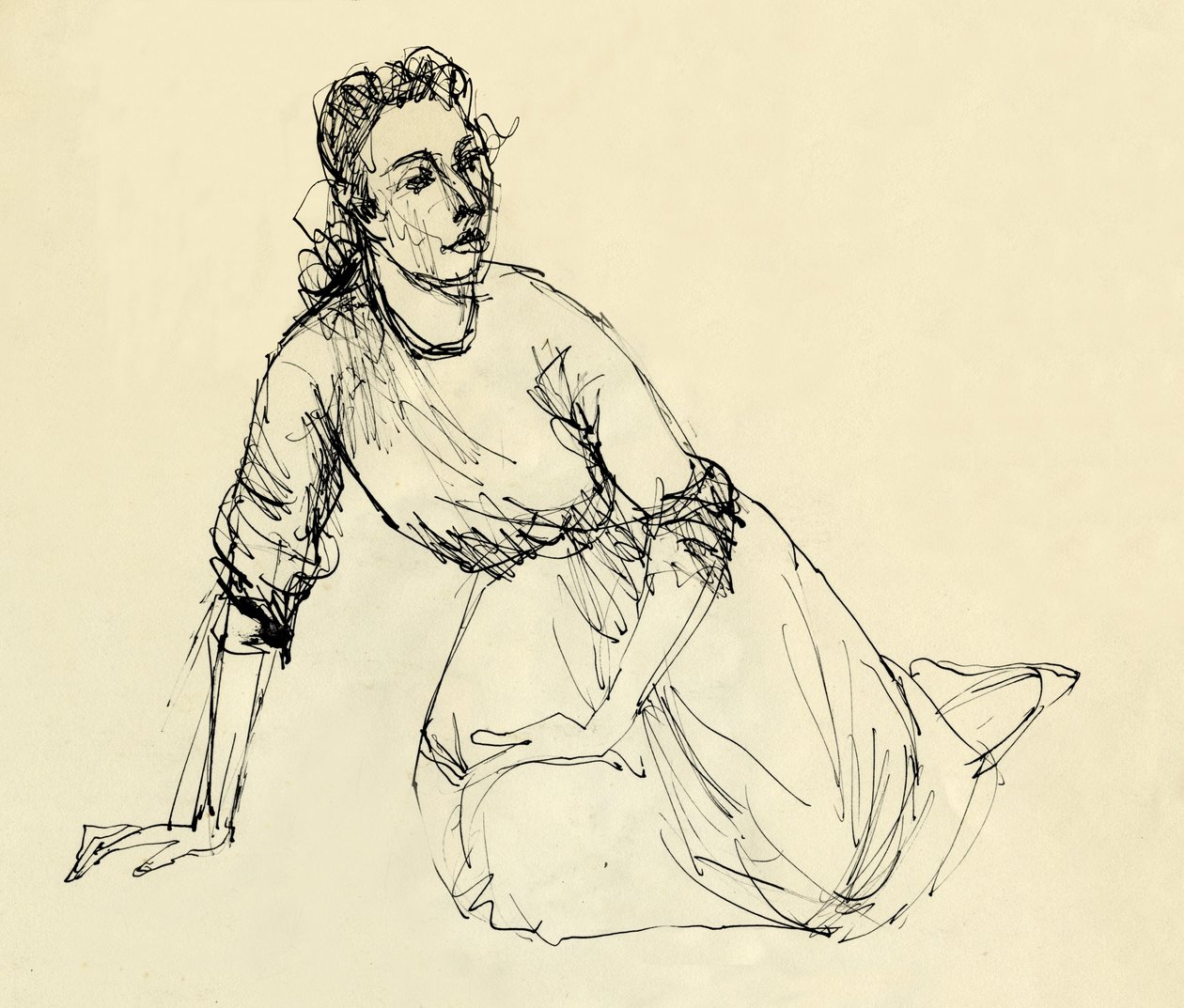 Sittende kvinne, c1950. av Shirley Markham