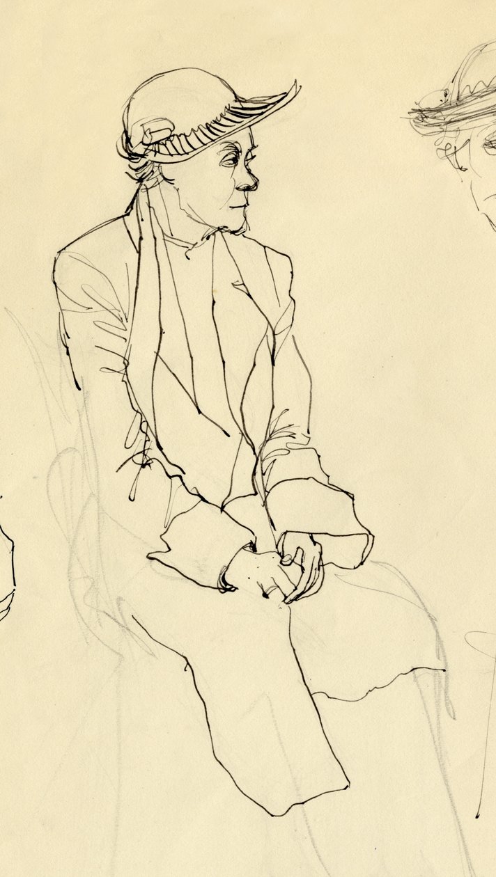 Sittende kvinne i hatt, 1953. av Shirley Markham