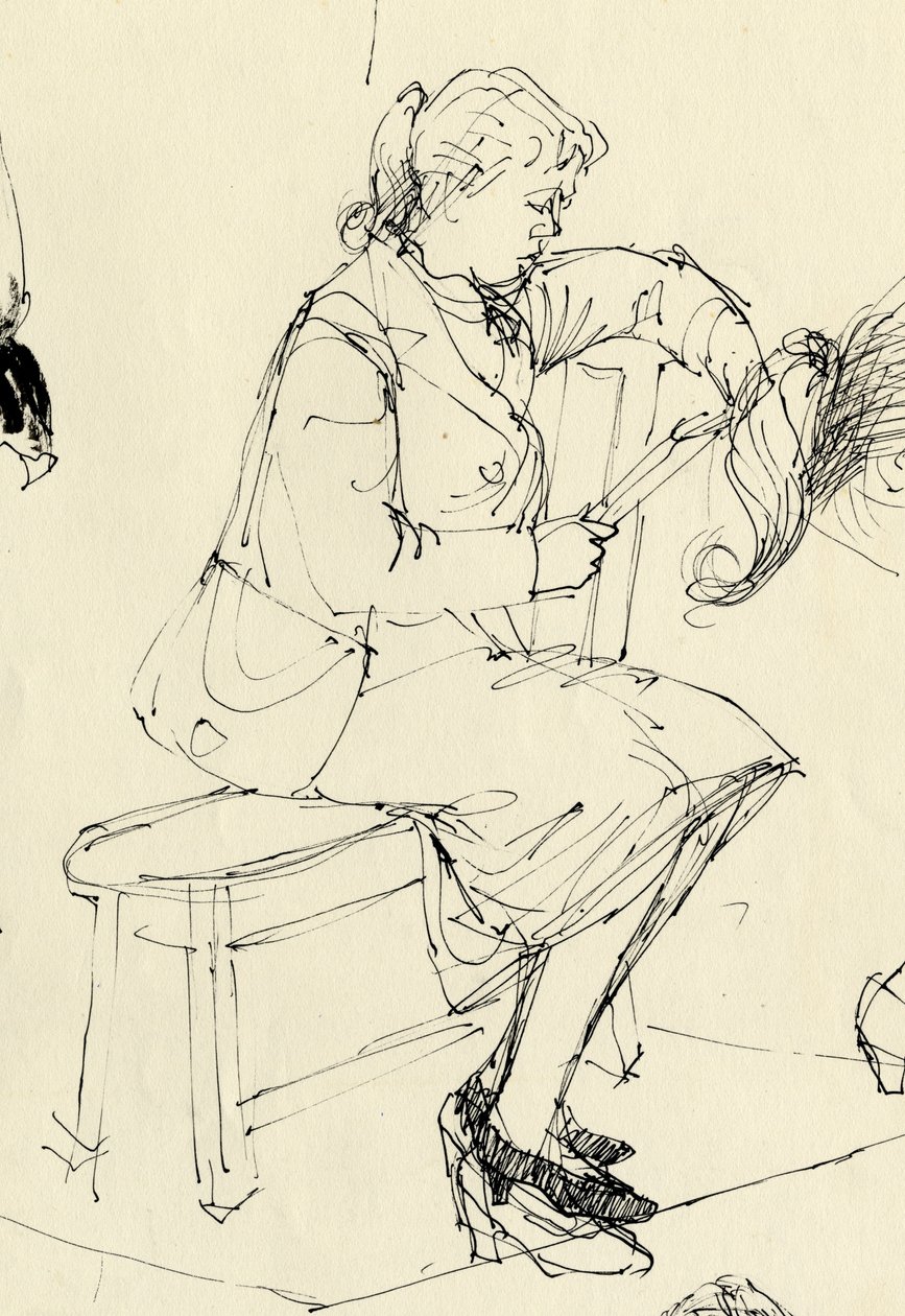 Sittende kvinne leser, 1953. av Shirley Markham