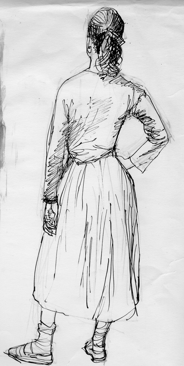 Stående kvinne sett bakfra, c1950. av Shirley Markham