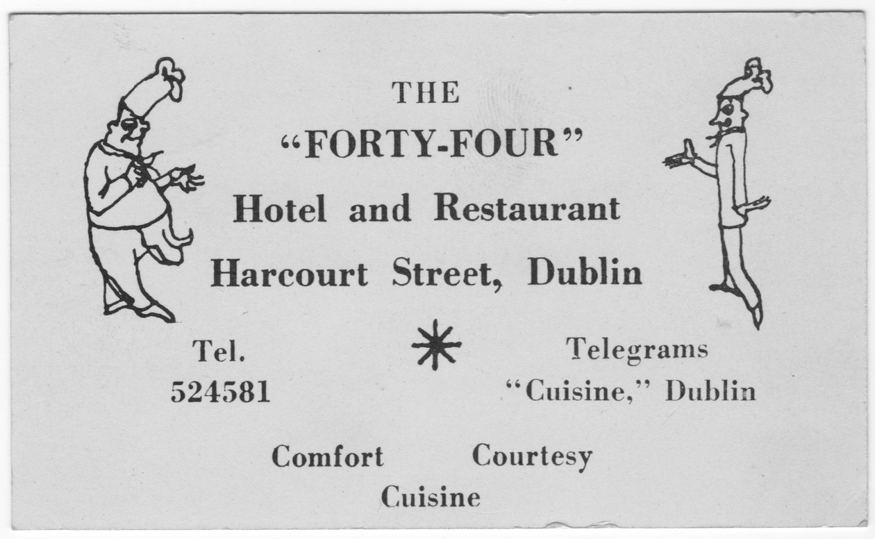 The Forty-Four restaurant-kortet, c1955. av Shirley Markham