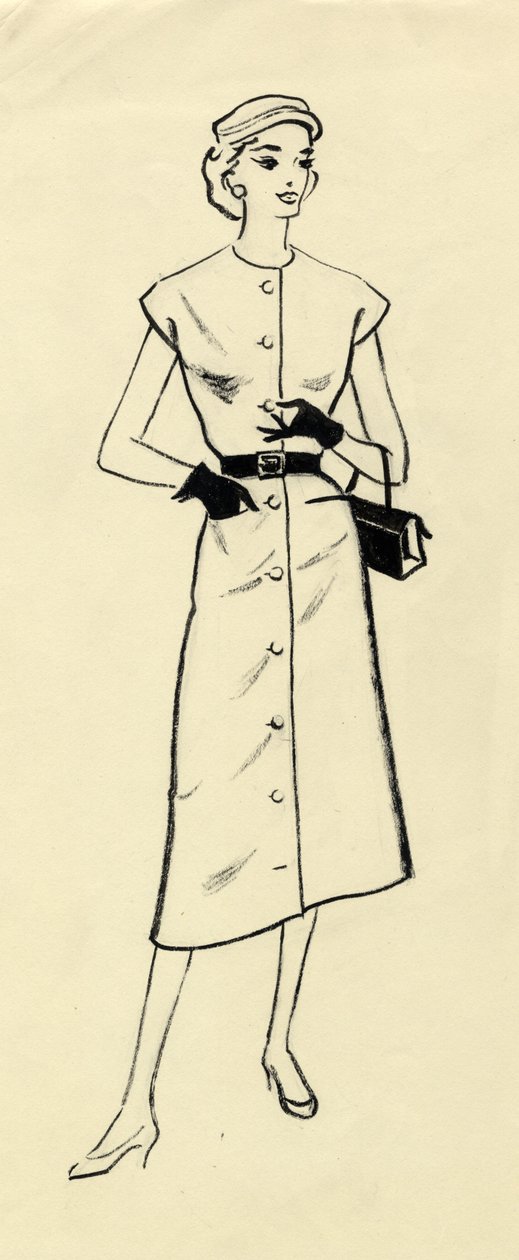 Kvinne i beltekjole, c1950. av Shirley Markham