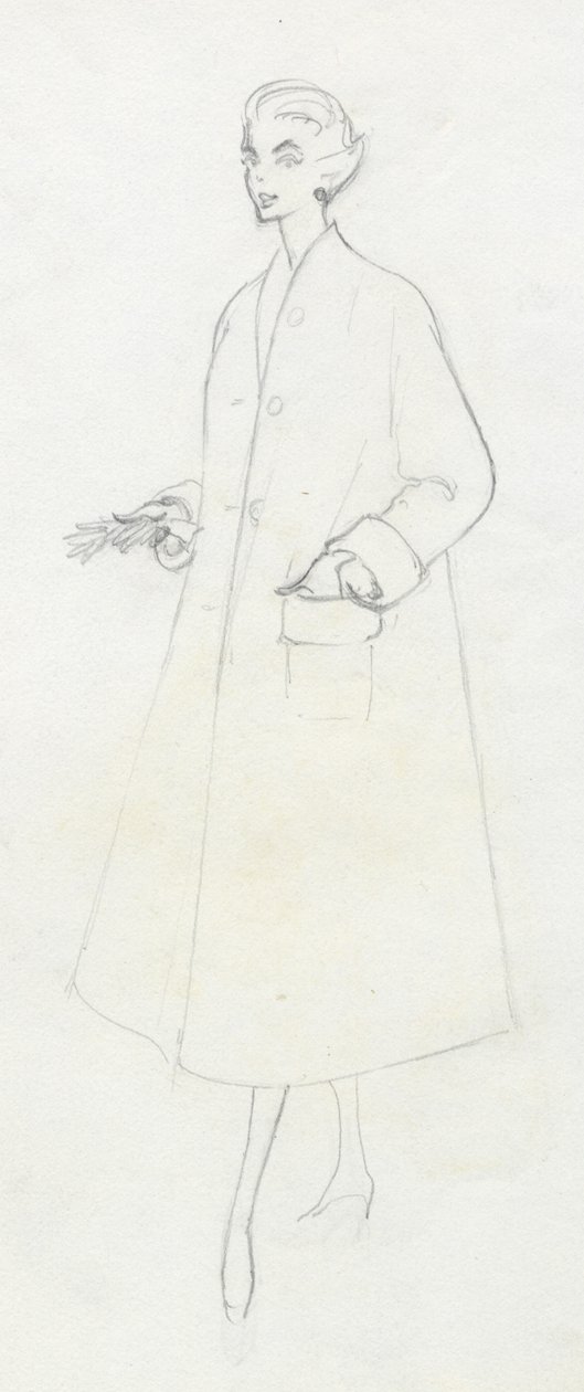 Kvinne i støvkåpe, c1950. av Shirley Markham