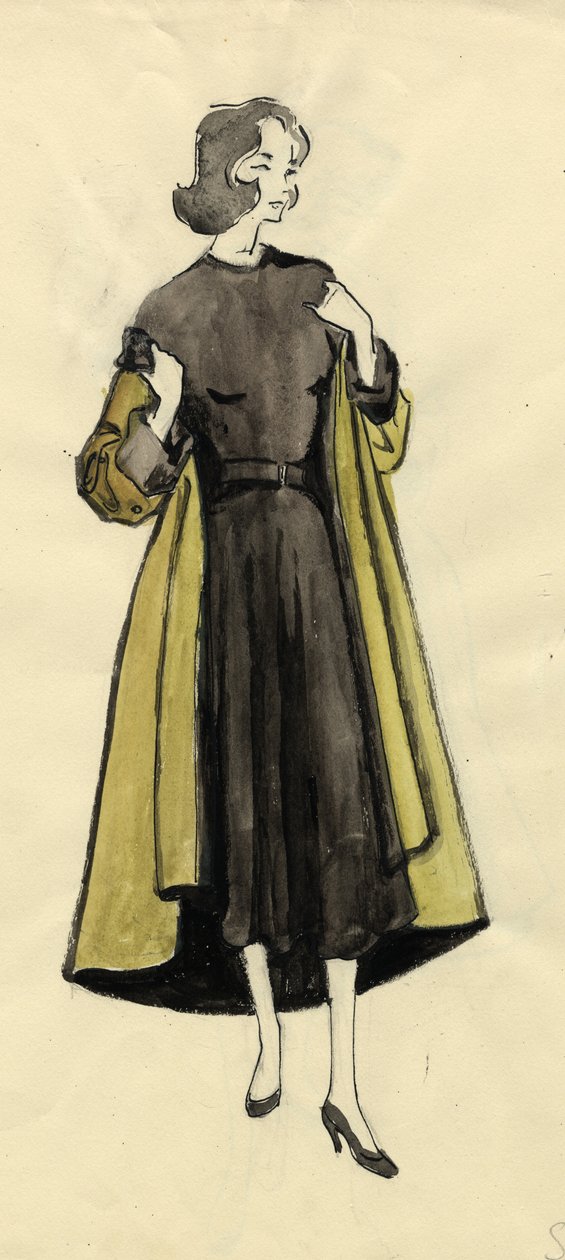 Kvinne i olivenfrakk, c1950. av Shirley Markham
