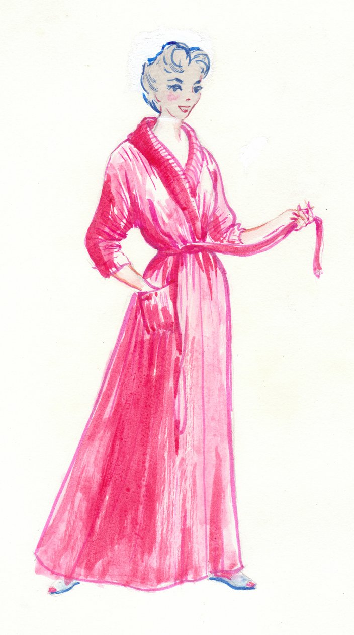 Kvinne i rosa morgenkåpe, ca 1950. av Shirley Markham