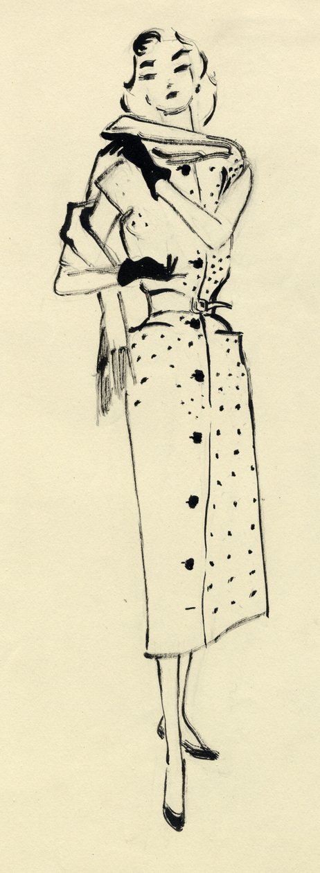 Kvinne i flekket kjole, c1950. av Shirley Markham