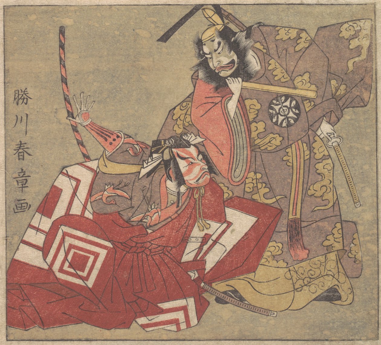 Scene fra et drama, 1700-tallet. av Shunsho