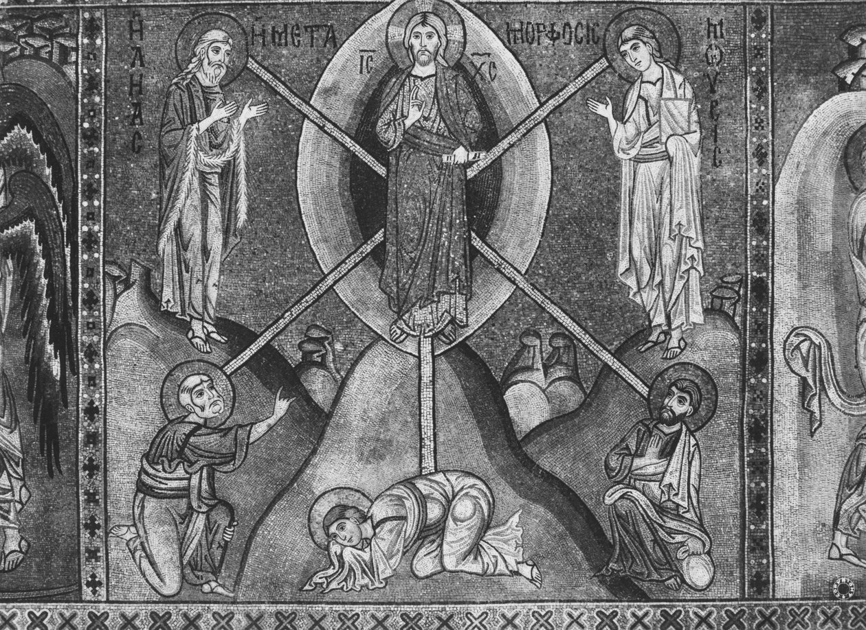 Jesus Kristus ved Tabor-fjellet (mosaikk) av Sicilian School