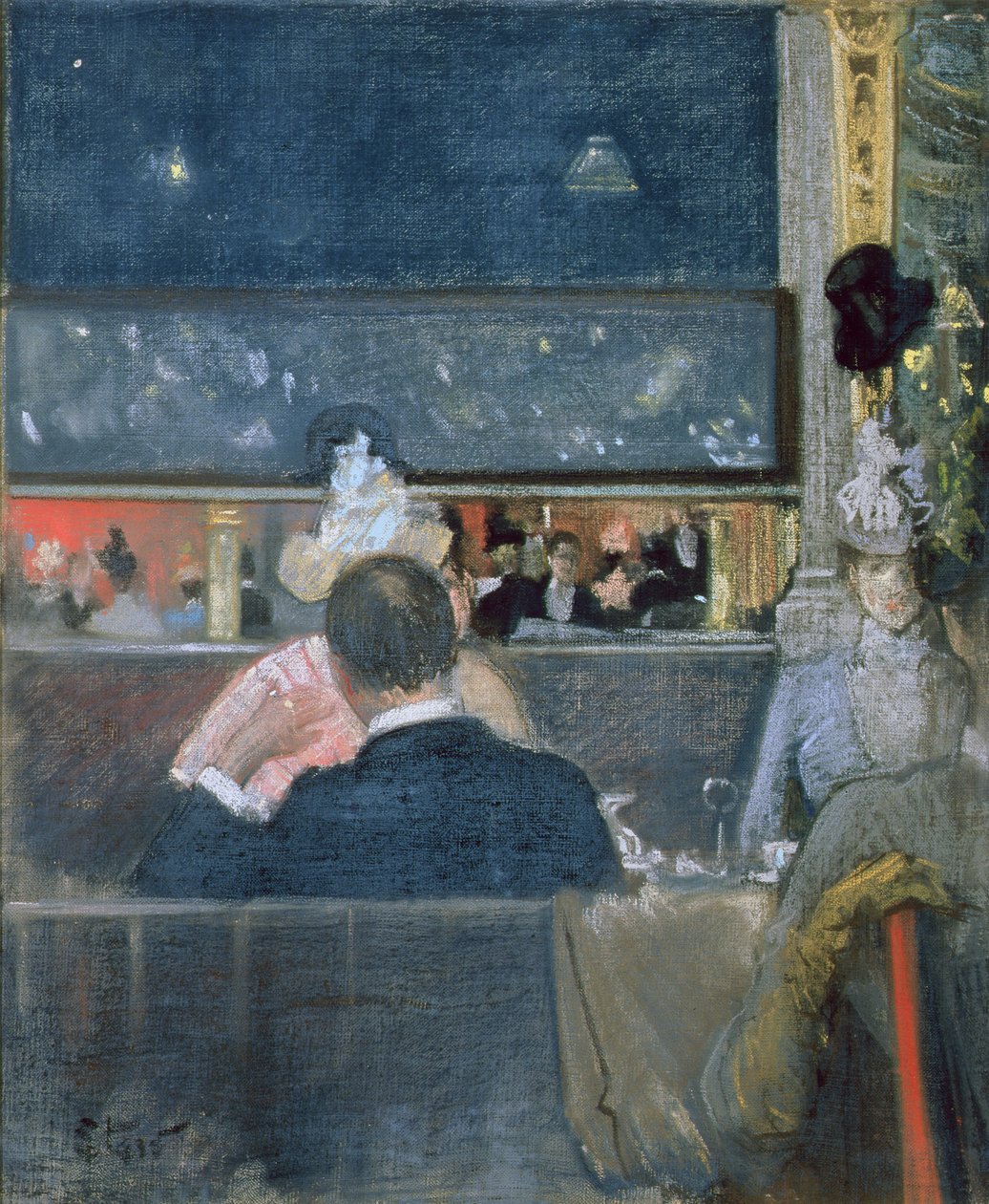 På Cafe Royal, 1888 (pastell på lerret) av Sidney Starr