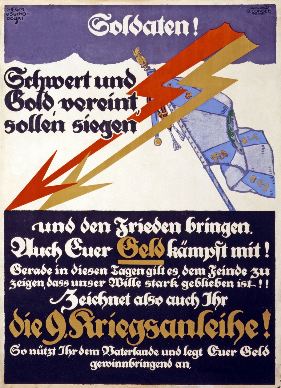 Tysk WW1-innsamlingskampanje for det 9. krigslånet, 1914-18 av Siegmund von Suchodolski