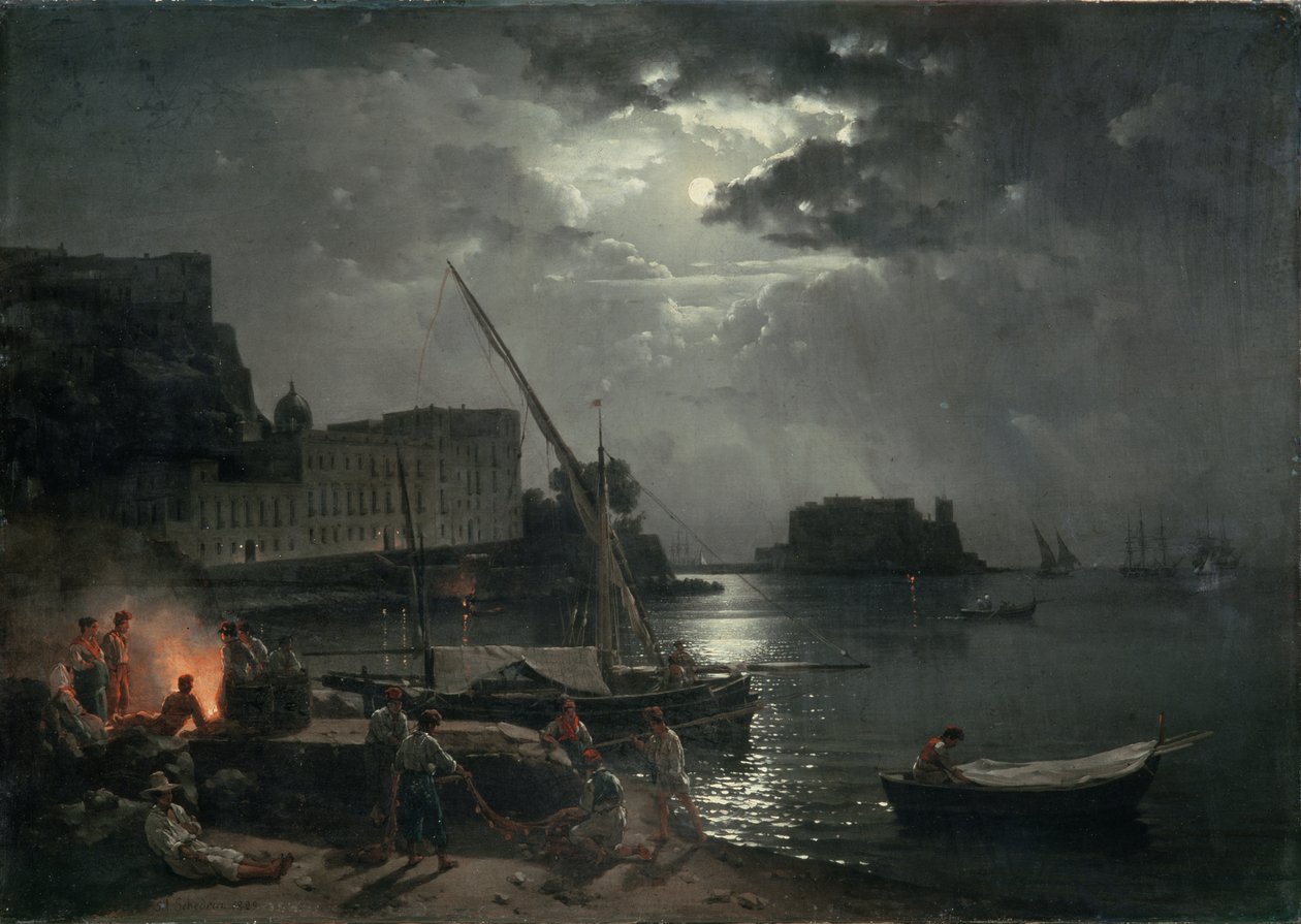 Utsikt over Napoli i måneskinn, 1829 av Silvestr Fedosievich Shchedrin