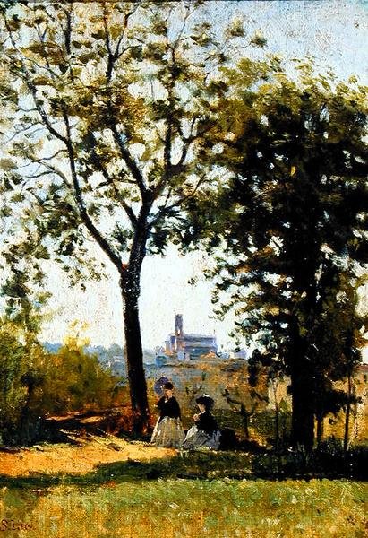 Mount of the Crosses (olje på lerret) av Silvestro Lega
