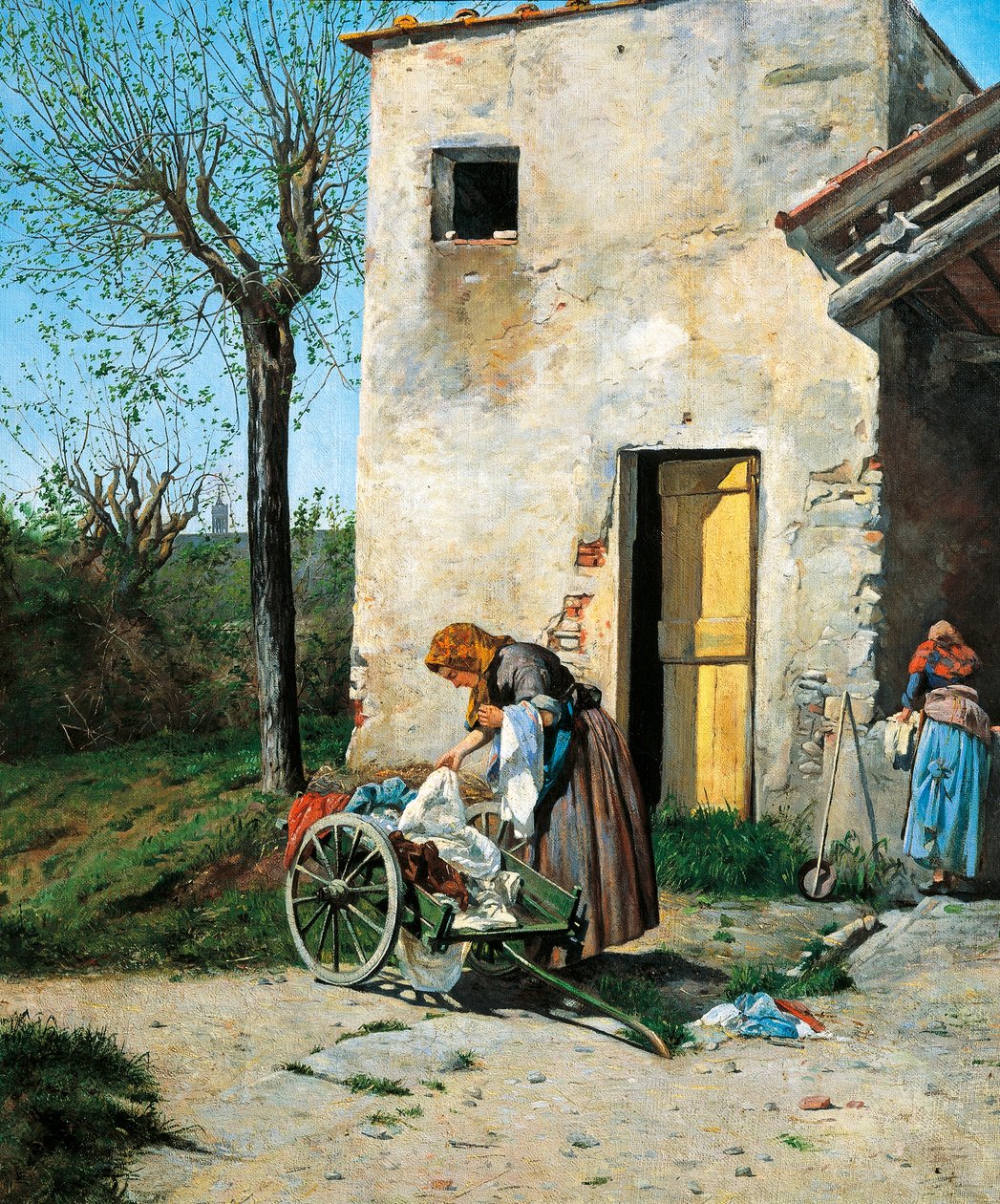 Vaskekvinner nær Firenze av Silvestro Lega