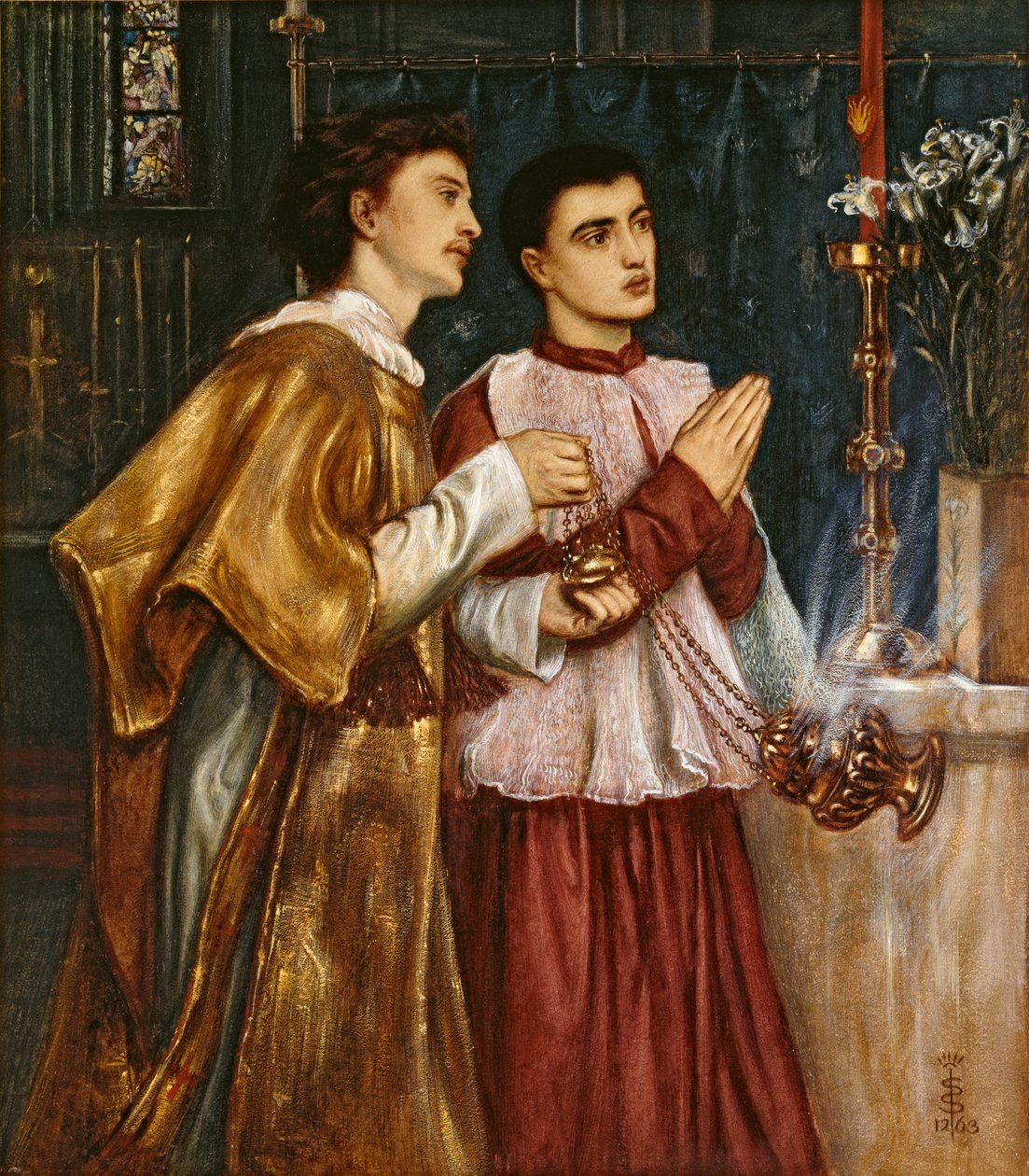 Two Acolytes Censing: Pentecost, 1863 av Simeon Solomon