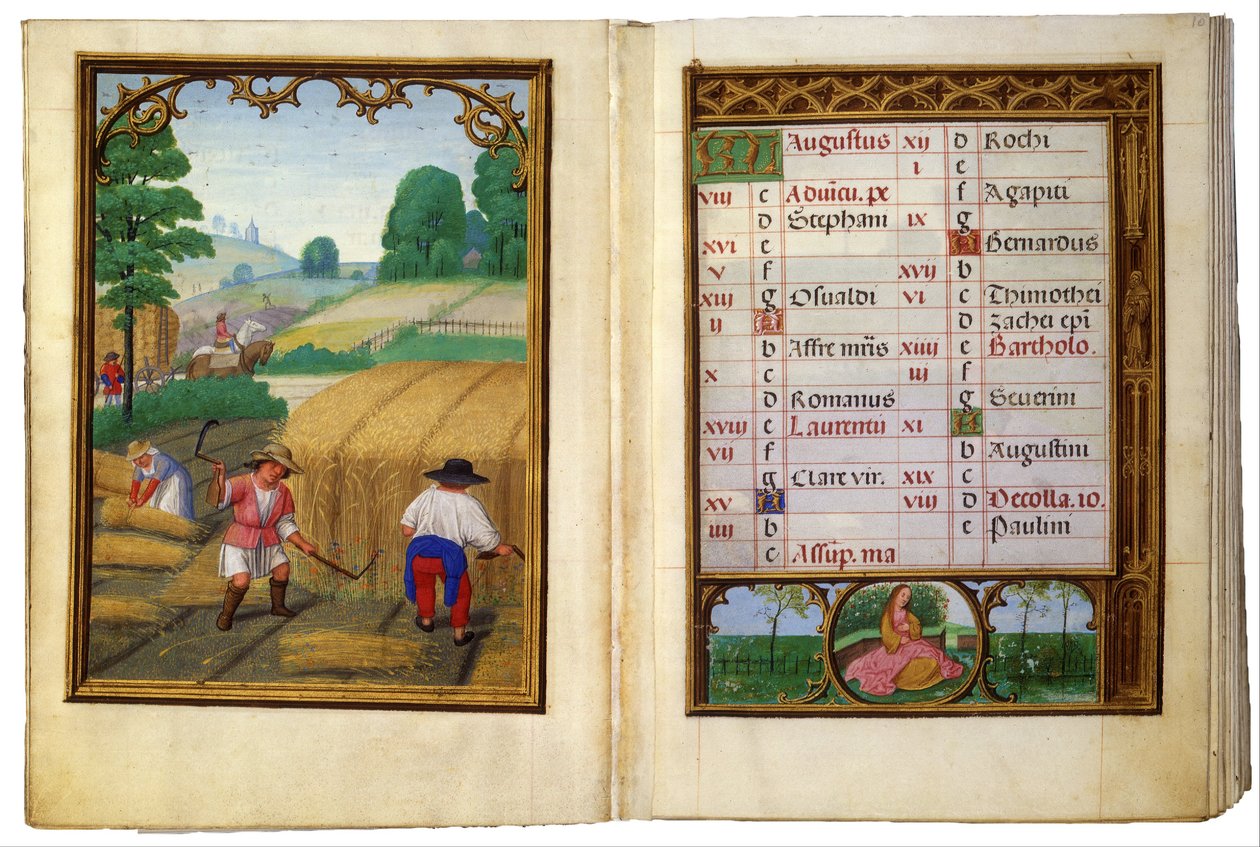 August- Flyttende hvete, bindingsskiver av Simon Bening