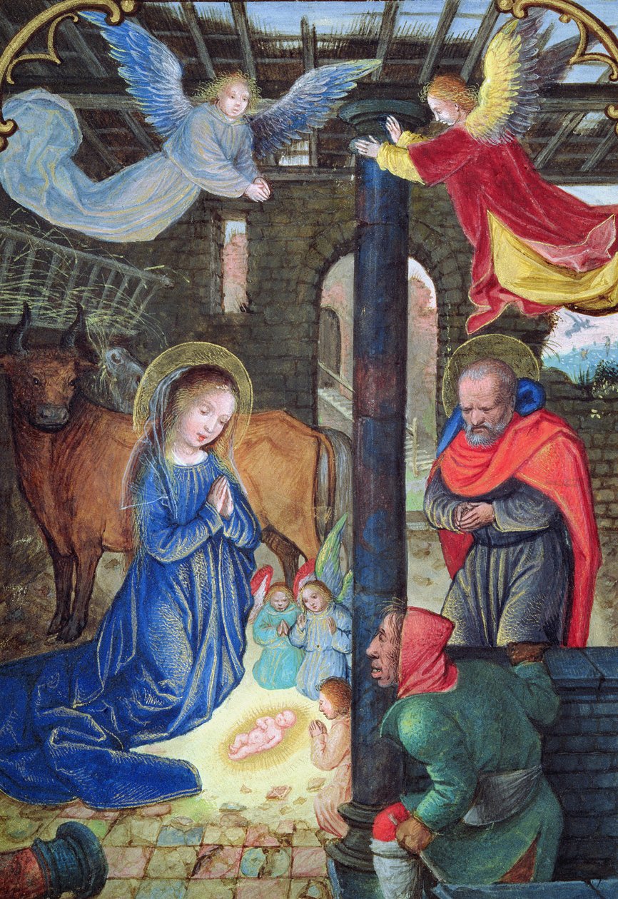 W.99 fol.18v Fødselen, c.1530 av Simon Bening