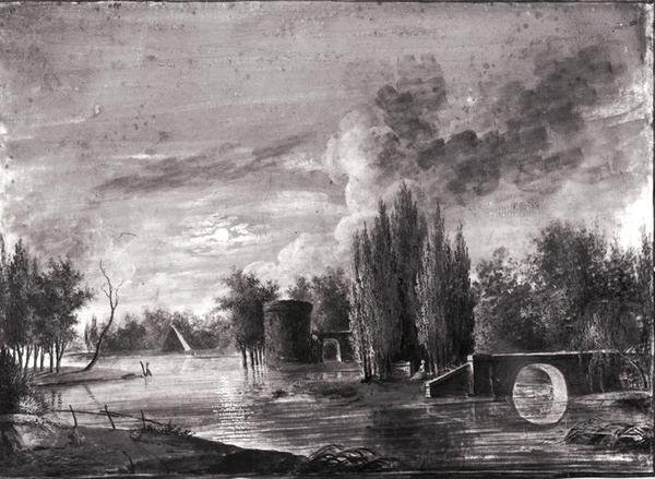 Suvenir fra Ermenonville (gouache) av Simon Mathurin Lantara