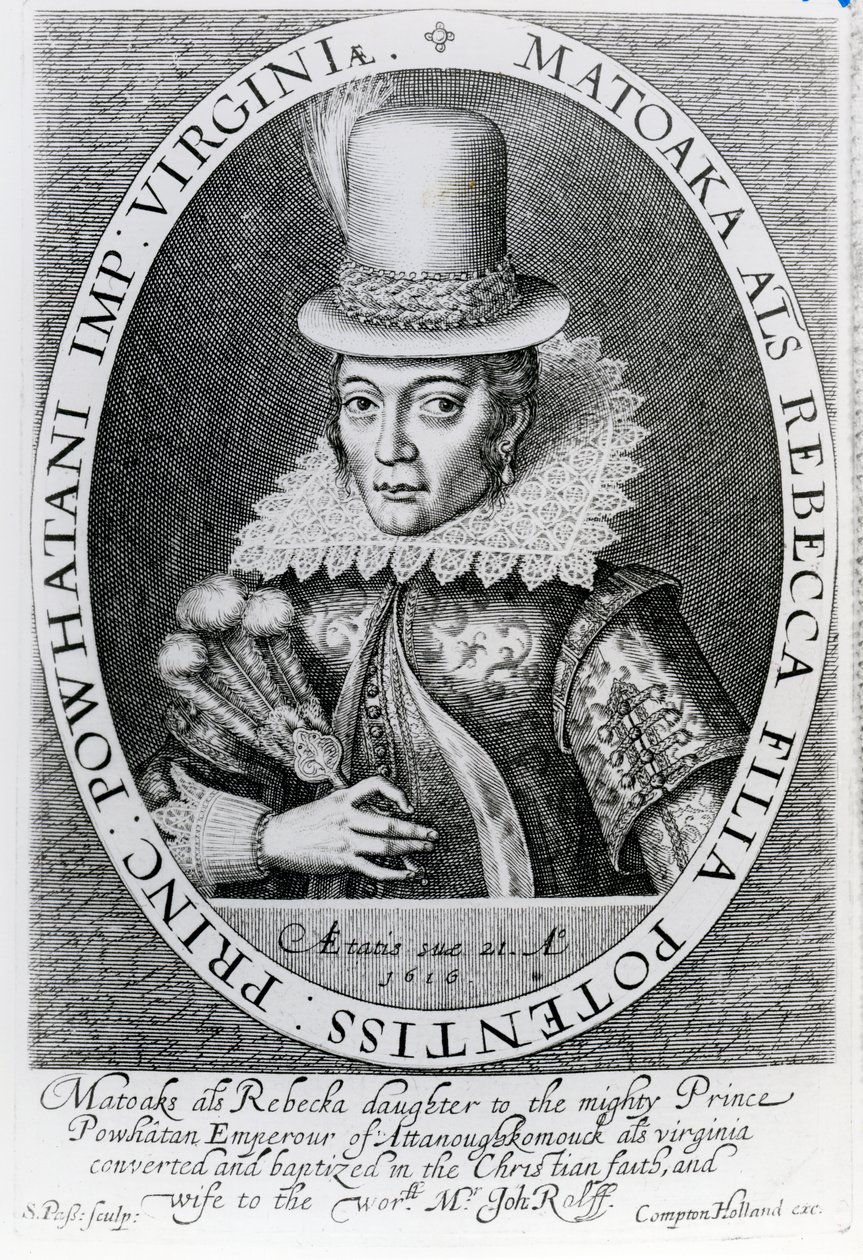 Pocahontas, 1616 av Simon de Passe