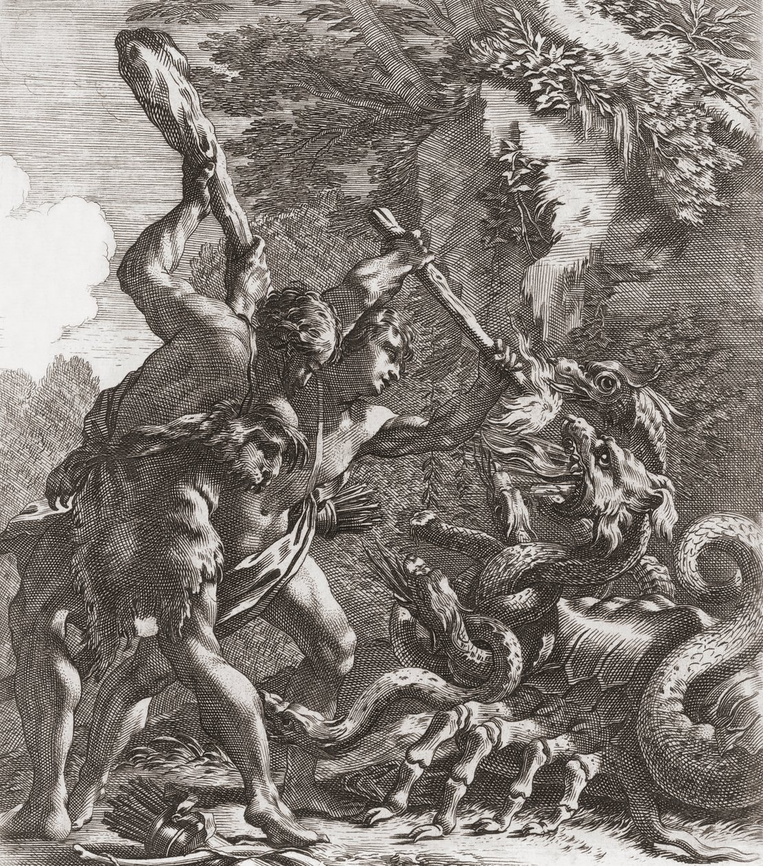 Hercules og Hydraen. (skrive ut) av Simon (after) Vouet