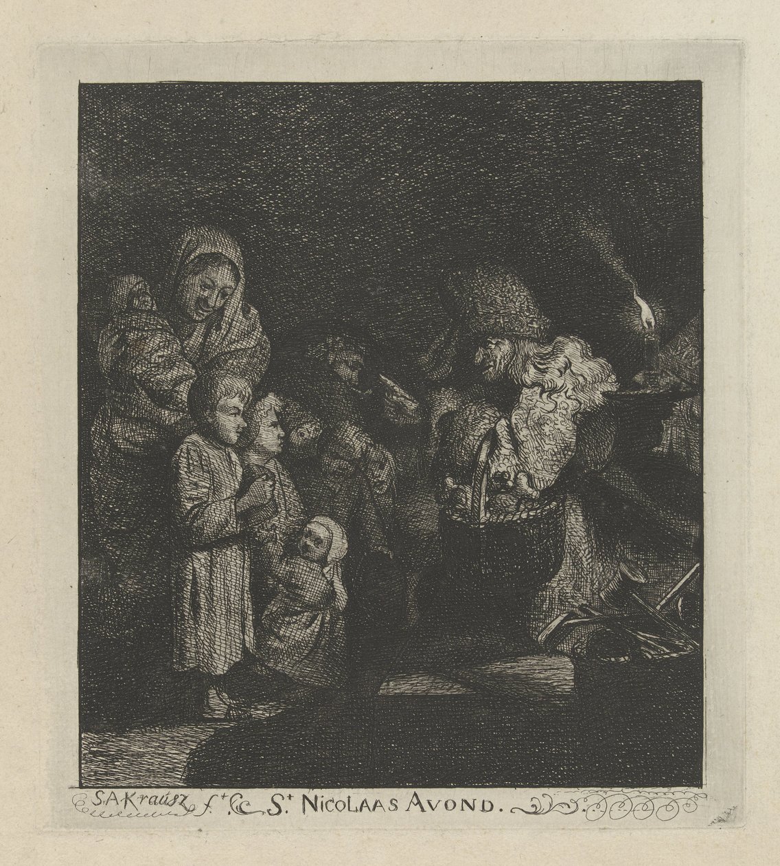 Sinterklaas-aften St Nicholas Evening (tittel på objekt) av Simon Andreas Krausz