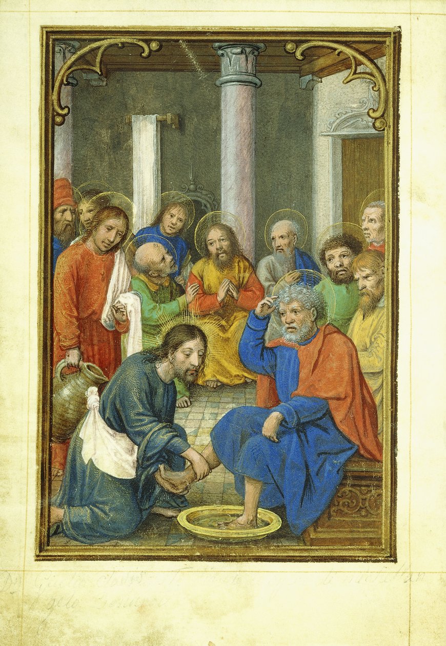 Kristus som vasker Peters føtter, 1520-tallet av Simon Bening