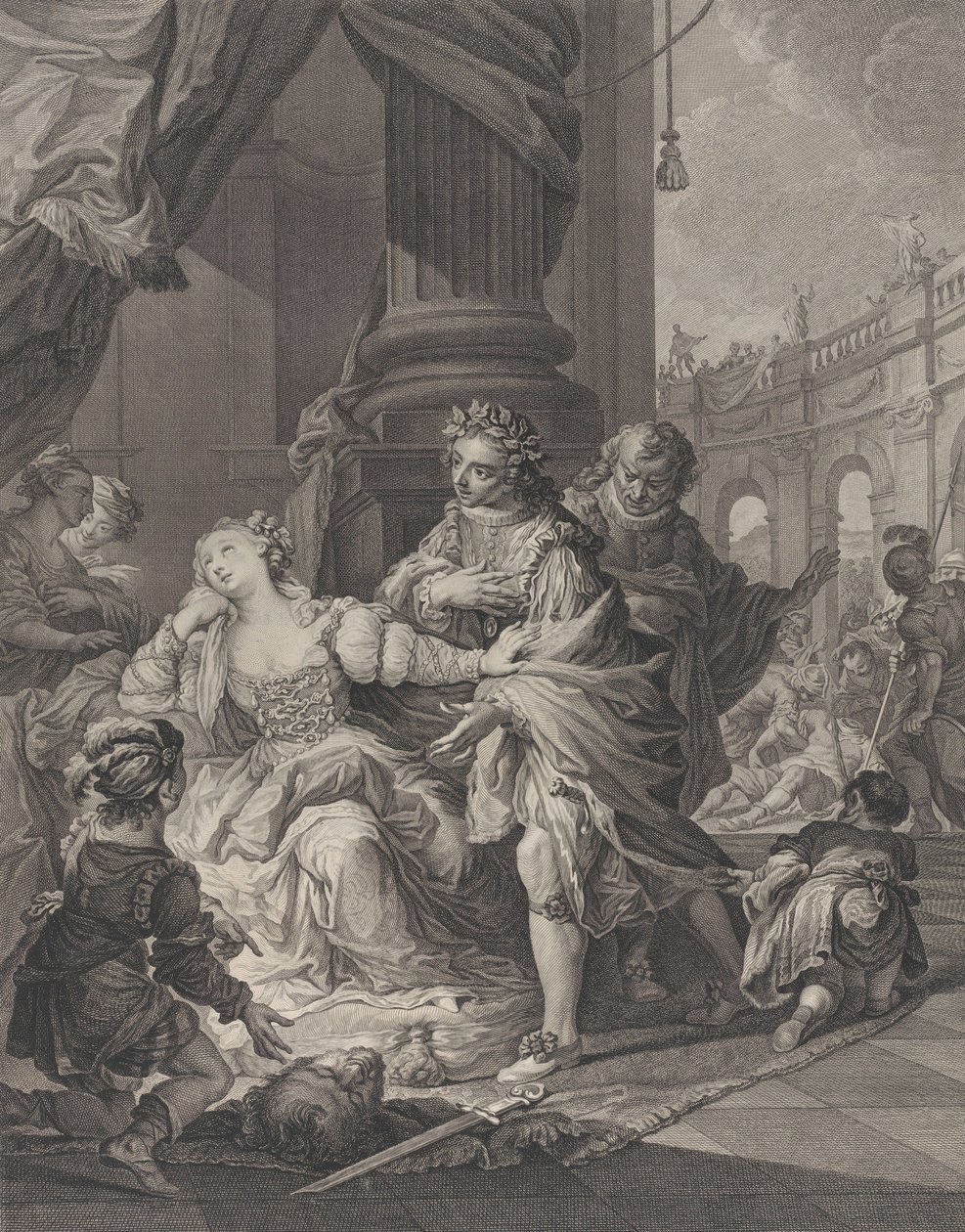 Gunhilda anklaget for utroskap, 1760. av Simon Francois Ravenet