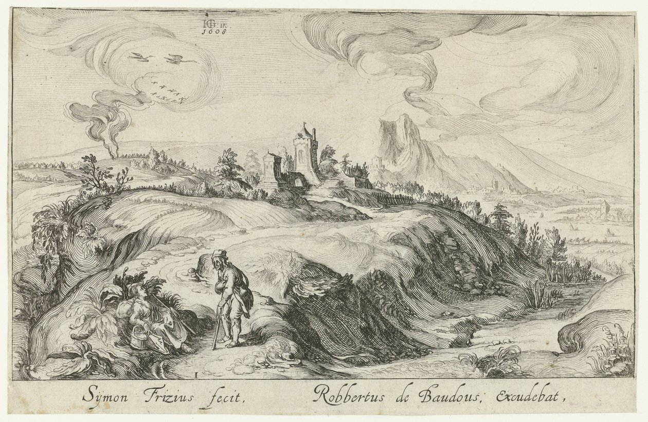Fjelllandskap med to figurer Fjelllandskap (serietittel) av Simon Frisius