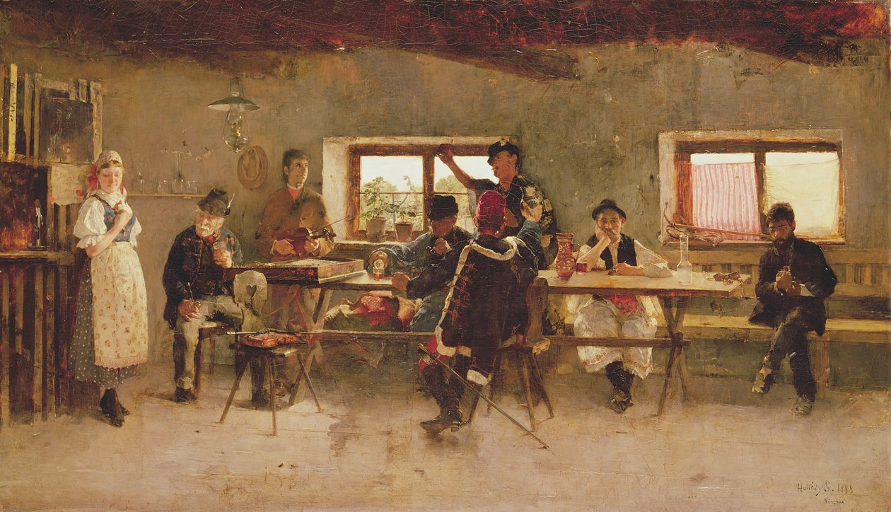 Revelers in a Pub, 1888 av Simon Hollosy